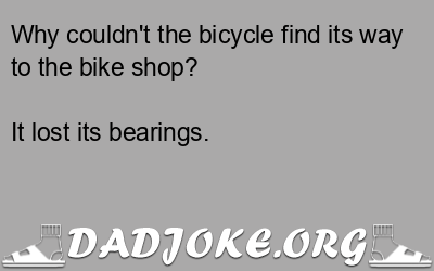 Why couldn't the bicycle find its way to the bike shop? It lost its bearings. - Dad Joke