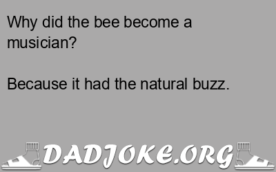Why did the bee become a musician? Because it had the natural buzz. - Dad Joke