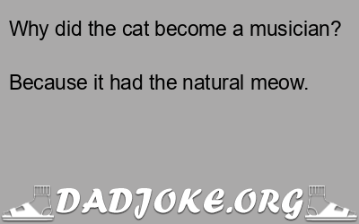 Why did the cat become a musician? Because it had the natural meow. - Dad Joke