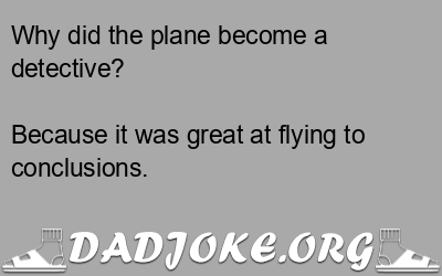 Why did the plane become a detective? Because it was great at flying to conclusions. - Dad Joke