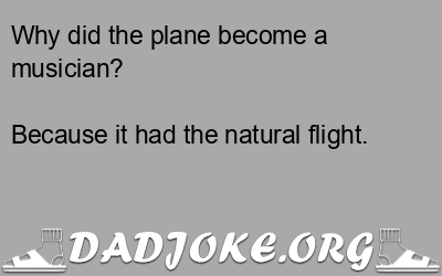 Why did the plane become a musician? Because it had the natural flight. - Dad Joke