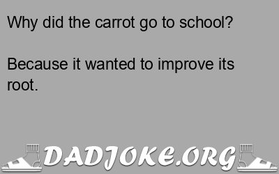 Why did the carrot go to school? Because it wanted to improve its root. - Dad Joke