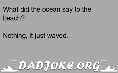 What did the ocean say to the beach? Nothing, it just waved. - Dad Joke