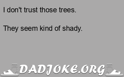 I don't trust those trees. They seem kind of shady. - Dad Joke