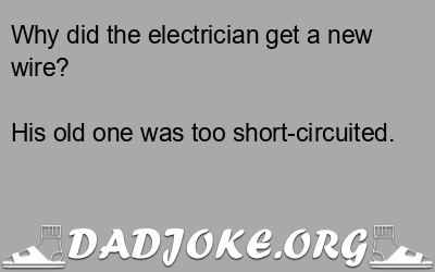 Why did the electrician get a new wire? His old one was too short-circuited. - Dad Joke