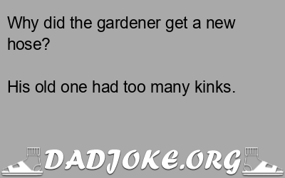 Why did the gardener get a new hose? His old one had too many kinks. - Dad Joke