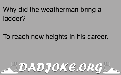 Why did the weatherman bring a ladder? To reach new heights in his career. - Dad Joke