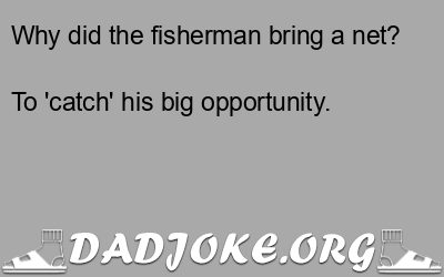 Why did the fisherman bring a net? To 'catch' his big opportunity. - Dad Joke