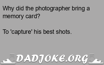 Why did the photographer bring a memory card? To 'capture' his best shots. - Dad Joke