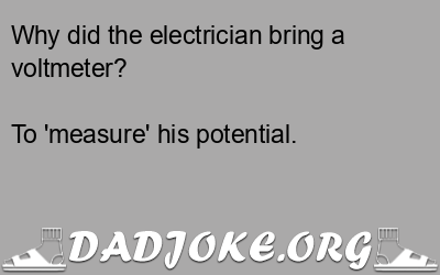 Why did the electrician bring a voltmeter? To 'measure' his potential. - Dad Joke