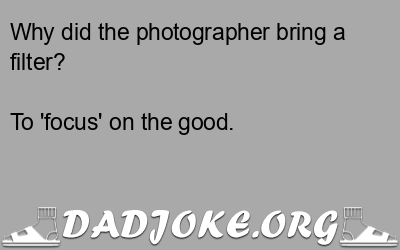 Why did the photographer bring a filter? – Dad Joke